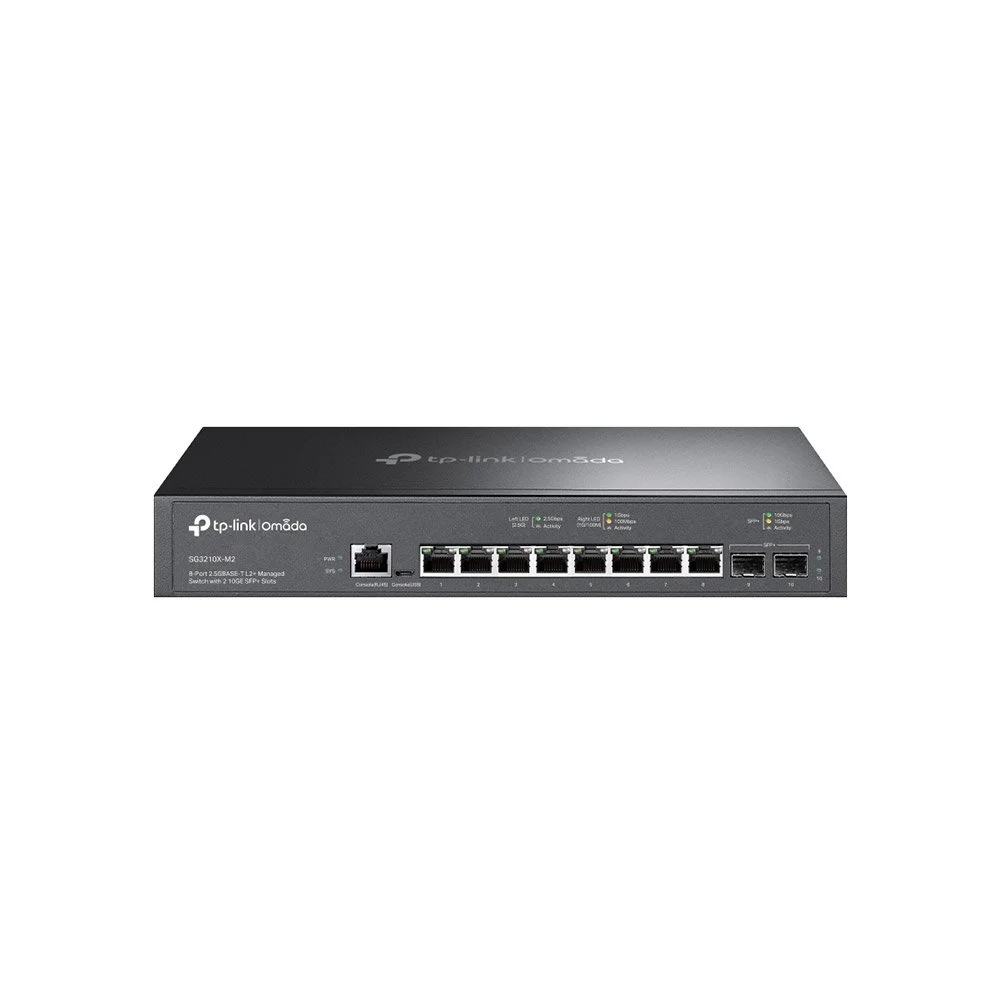 Switch rackabil cu 8 porturi TP-Link SG3210X-M2, 80 Gbps, 59.52 Mpps, Omada, PoE, cu management