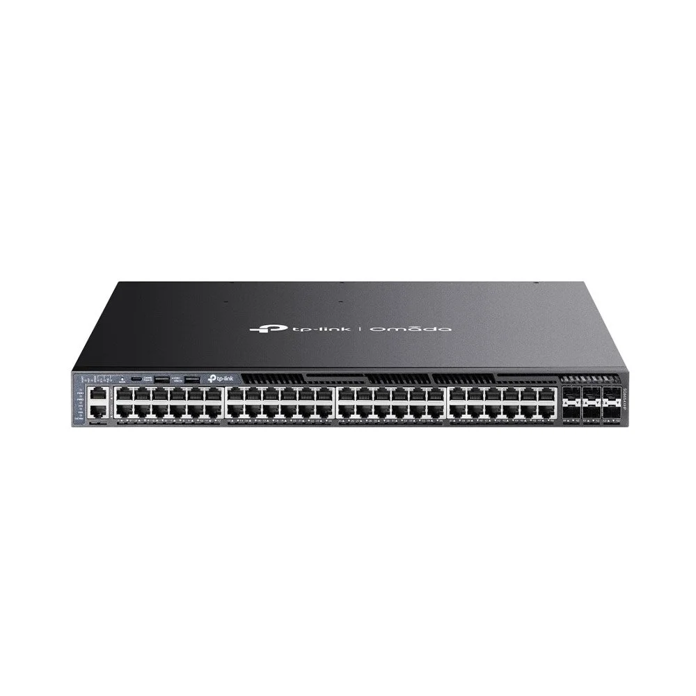 Switch rackabil Gigabite cu 48 porturi TP-Link SG6654XHP, 6 SFP, 160.7 Mpps, 216 Gbps, PoE, integrare Omada, cu management