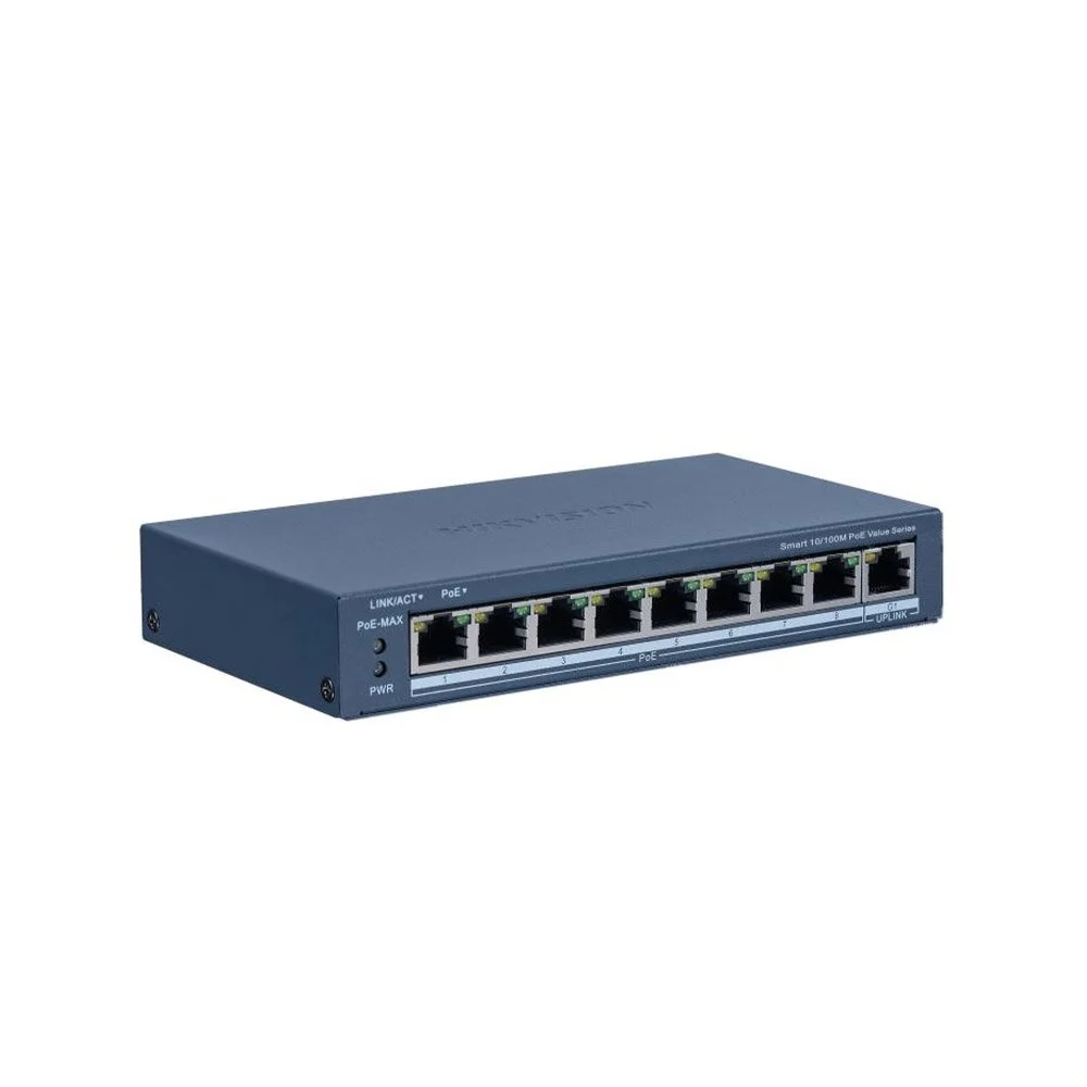 Switch smart cu 9 porturi Hikvision DS-3E1309P-EI/M, 3.6 Gbps, 2.6784 Mpps, PoE, cu management