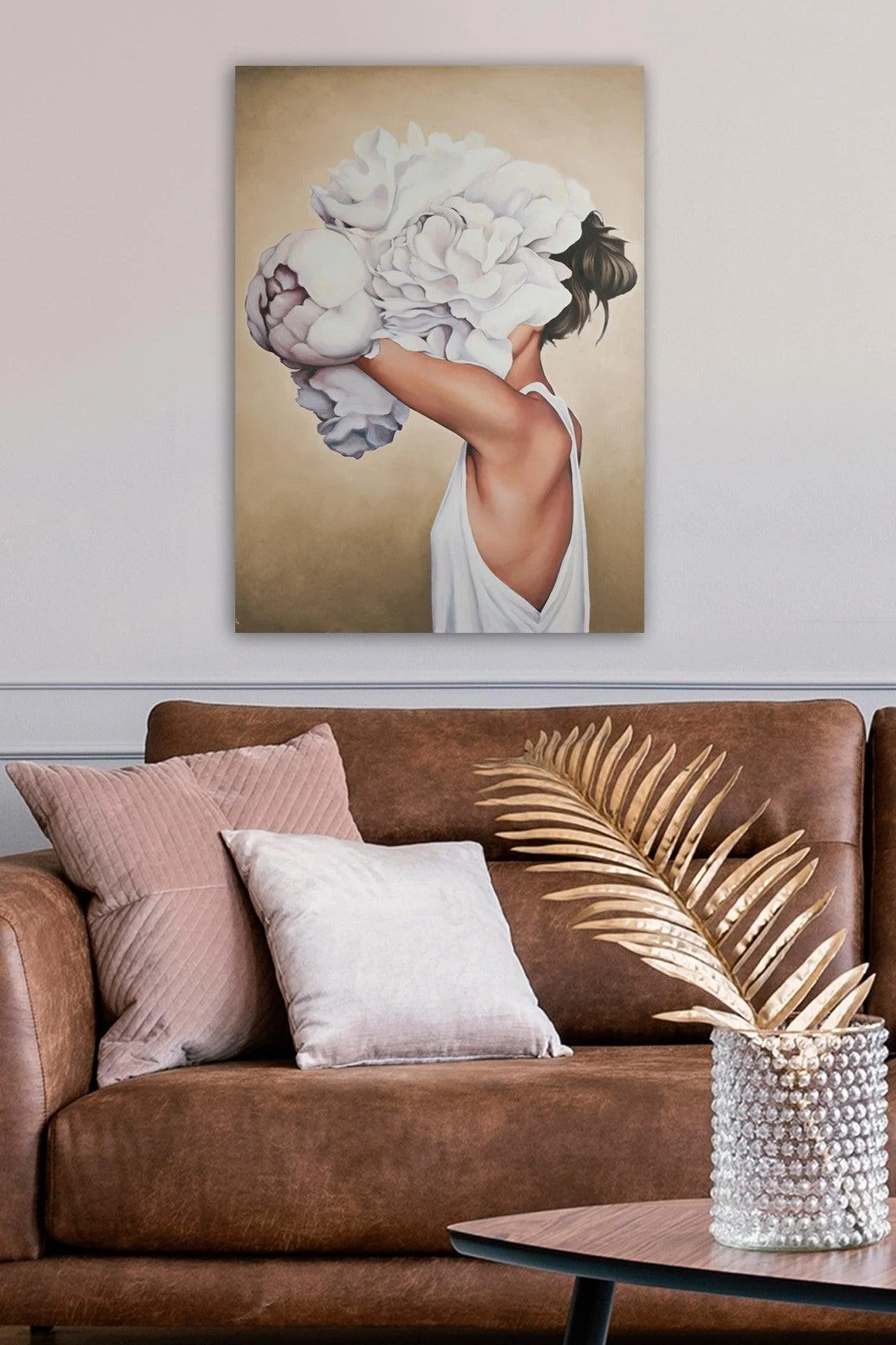 Tablou Canvas Bujor Alb, Multicolor, 70 x 50 cm