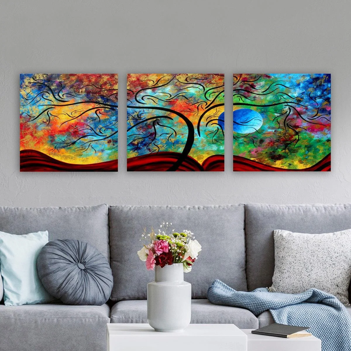 Tablou pânză  Sky Colorat, Multicolor, 30x90 cm, 3 bucăți