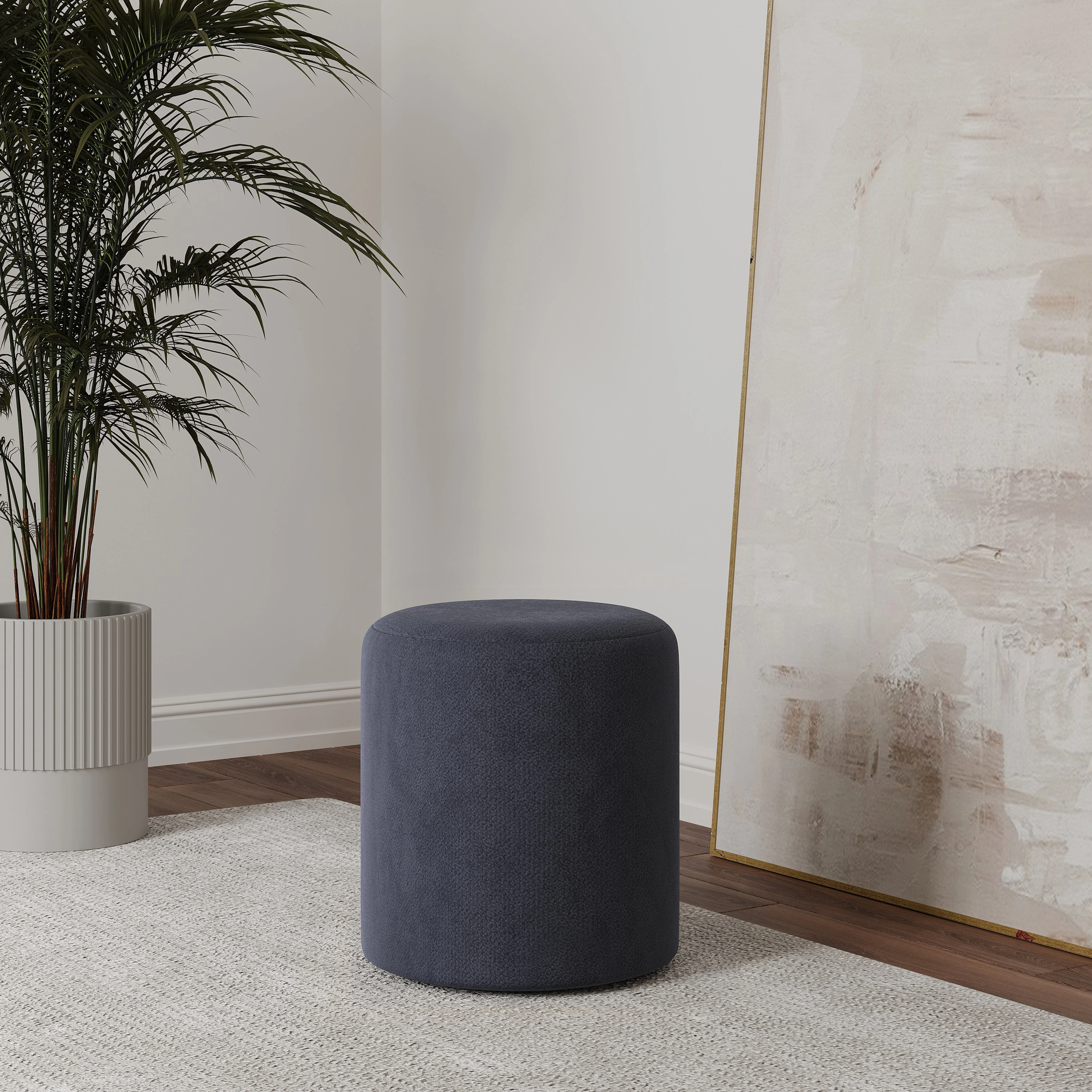 Taburet Tapitat Mali, Bleumarin, Stofa, L 41 x l 41 x H 45 cm