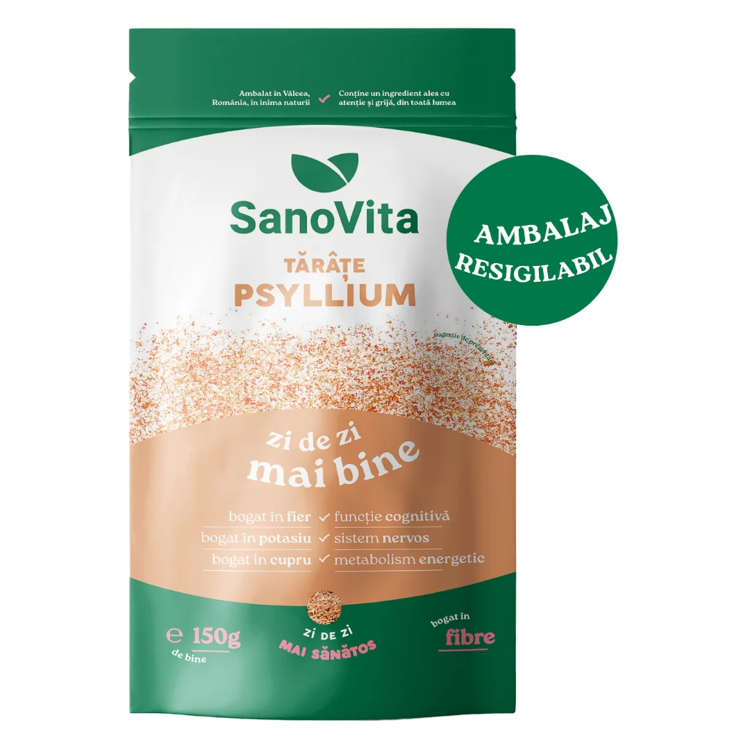 Tarate de Psyllium, punga cu zipper, 150g, Sanovita