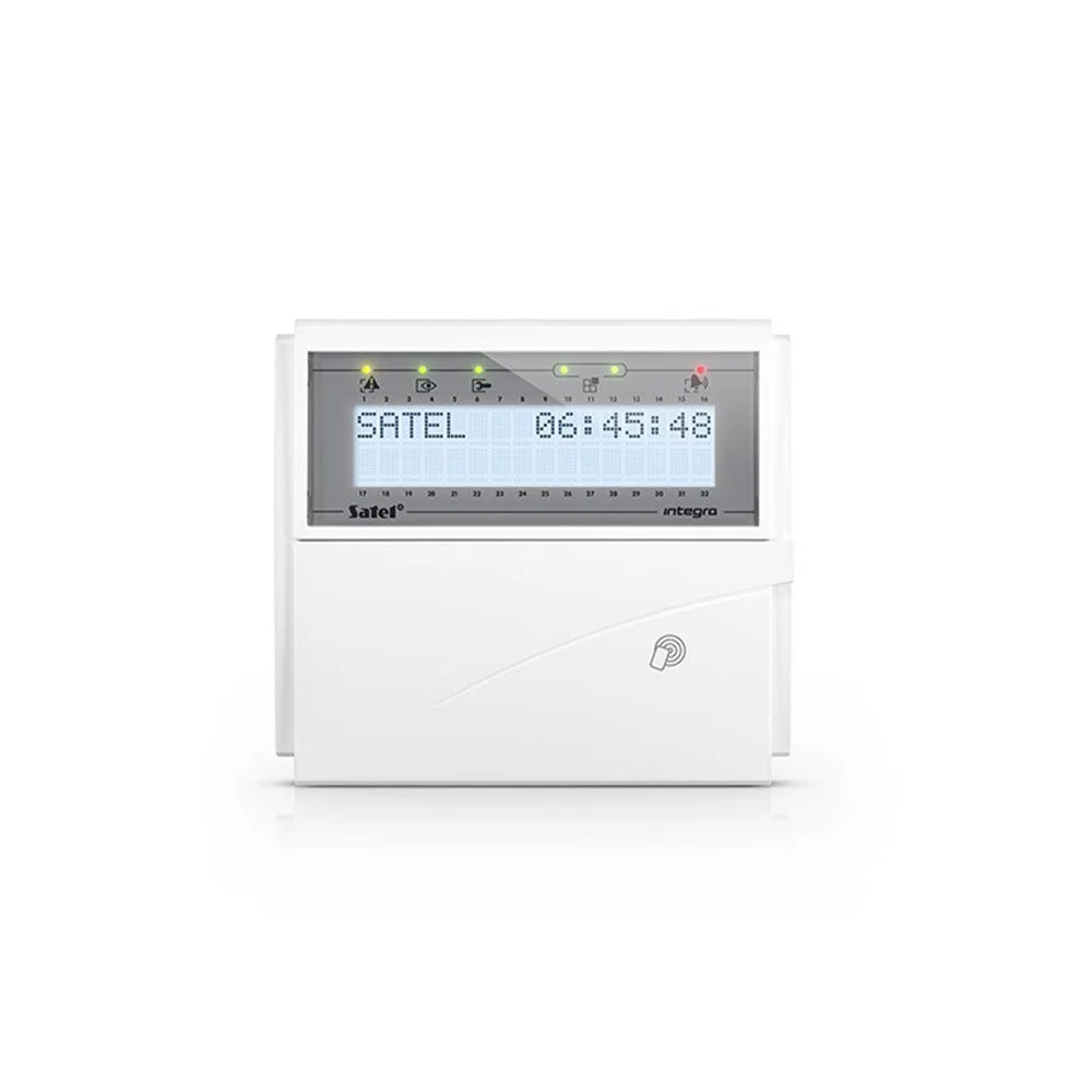 Tastatura centrala alarma Satel Integra INT-KLCDR-W 2 zone, cititor proximitate, buzzer, iluminare alba