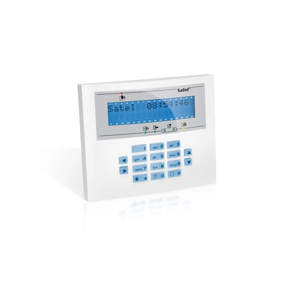 Tastatura centrala antiefractie Satel Integra INT-KLCDL-BL, 2 zone, LCD, buzzer, iluminare albastra