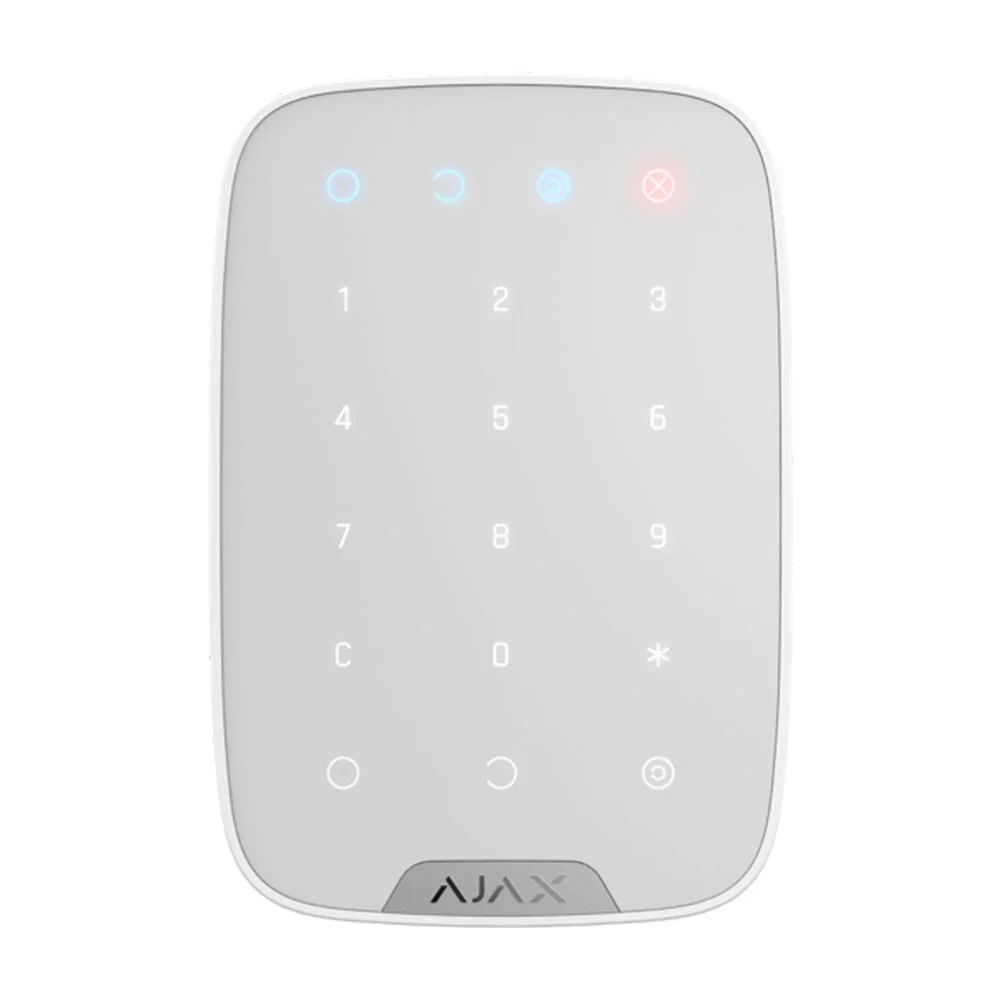 Tastatura cu touch wireless AJAX Keypad WH, 15 taste, silent alarm, 1700 m