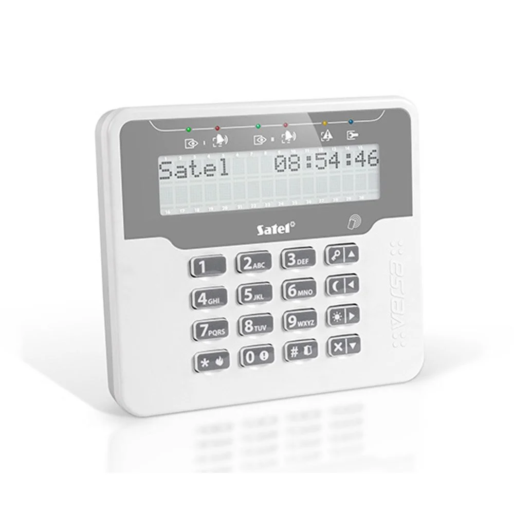 Tastatura LED Satel VERSA-LCDR-WH, display LCD, cititor card