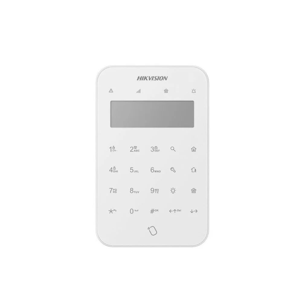 Tastatura proximitate Hikvision DS-PK501LTM-HWE, 2 intrari alarma, 1 iesire, LCD, tamper, suport 64 telecomenzi, compatibila AX Hybrid Pro
