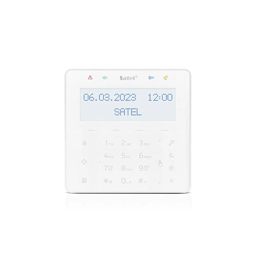 Tastatura tactila Satel Integra INT-KSG2R-W, 2 zone, Macro, Mifare, alba