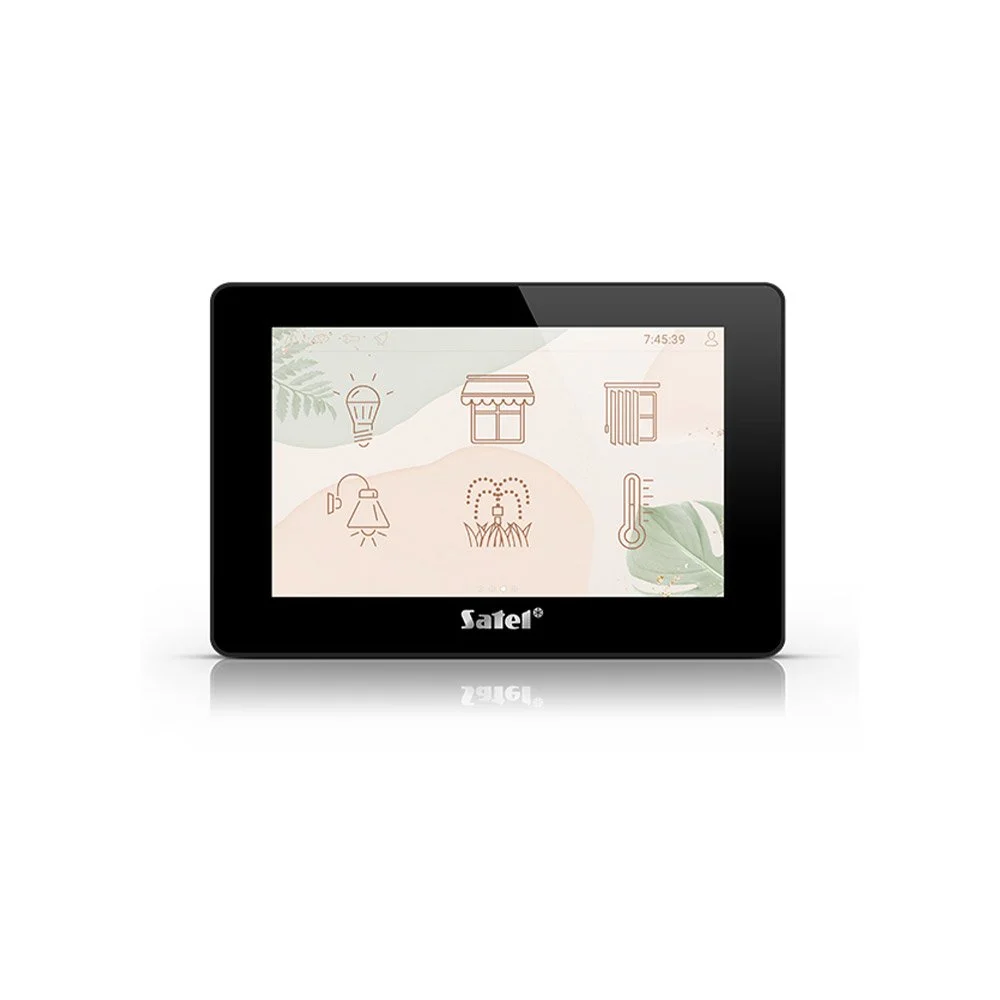 Tastatura touch screen Satel Integra INT-TSH2-B, 7 inch, MACRO, difuzor, slot card, neagra