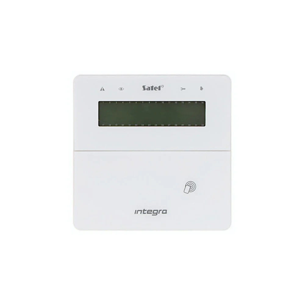 Tastatura wireless Satel Integra INT-KWRL2-W, LCD, EM 125 Khz, compatibila centrale control Integra si Integra Plus, alba