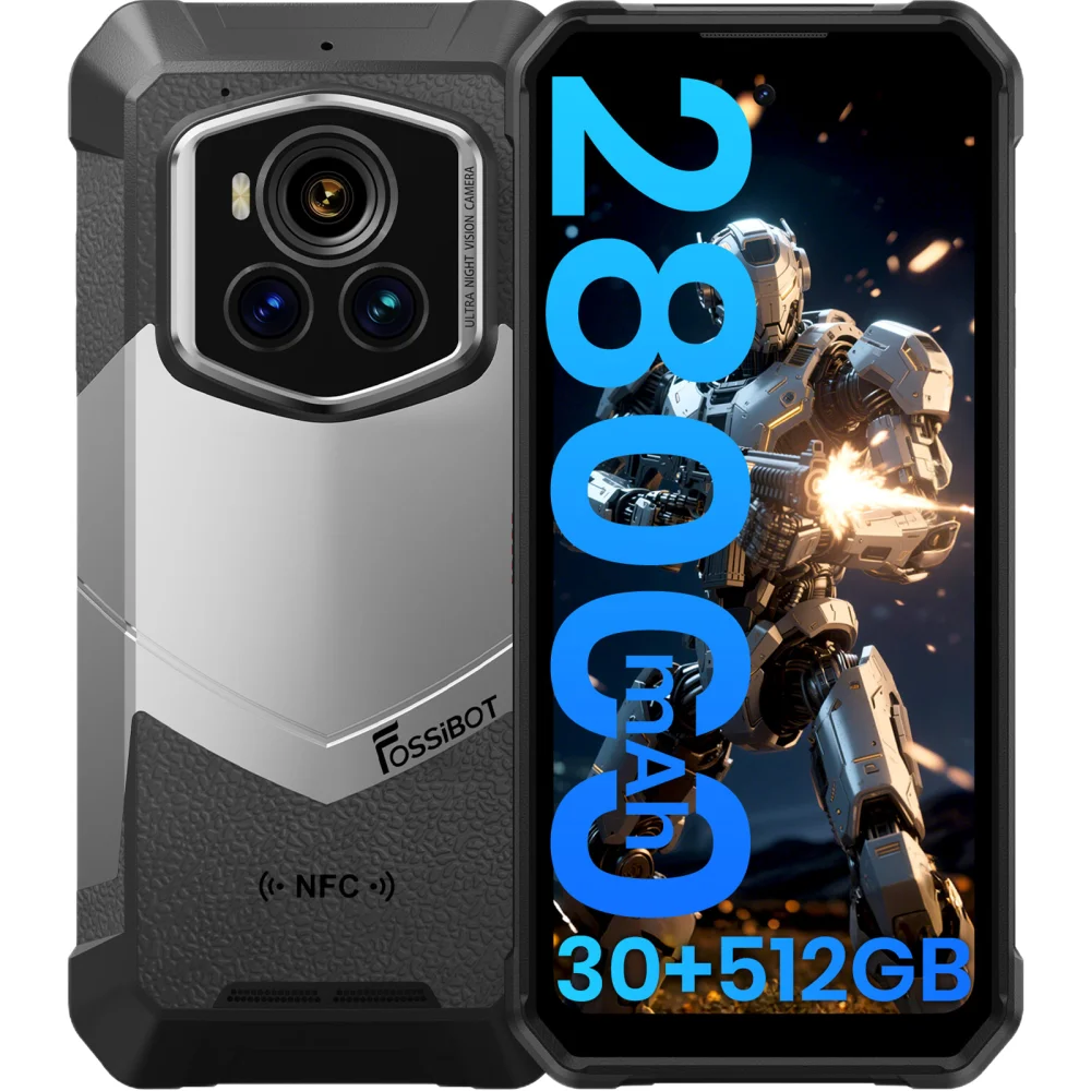Telefon Fossibot F107 Pro 5G 6.95  120Hz 30GB RAM 512GB 28000mAh NFC IP68 IP69K Android 15