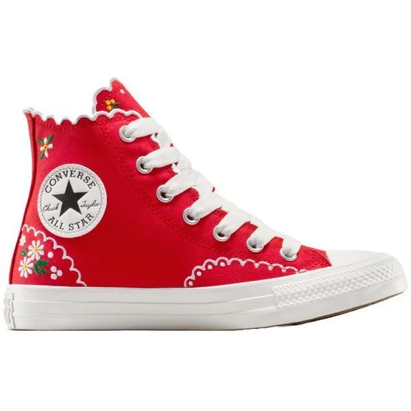 Tenisi unisex Converse Chuck Taylor All Star Embroidered Flowers High Top A13518C, 39.5, Rosu