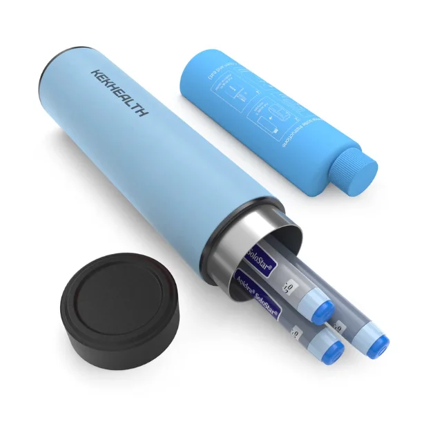 Termos portabil pentru insulina, capacitate 2-3 stilouri, Kekhealth Holiday, Gradient Blue