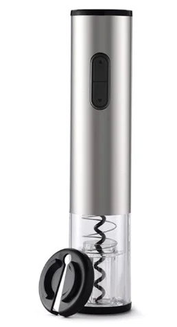 Tirbuson electric pentru sticle de vin cu dispozitiv inlaturare sigiliu Argintiu