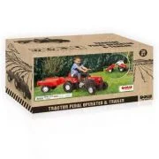 Tractor cu pedale si Remorca, rosu, 52x144x45 cm