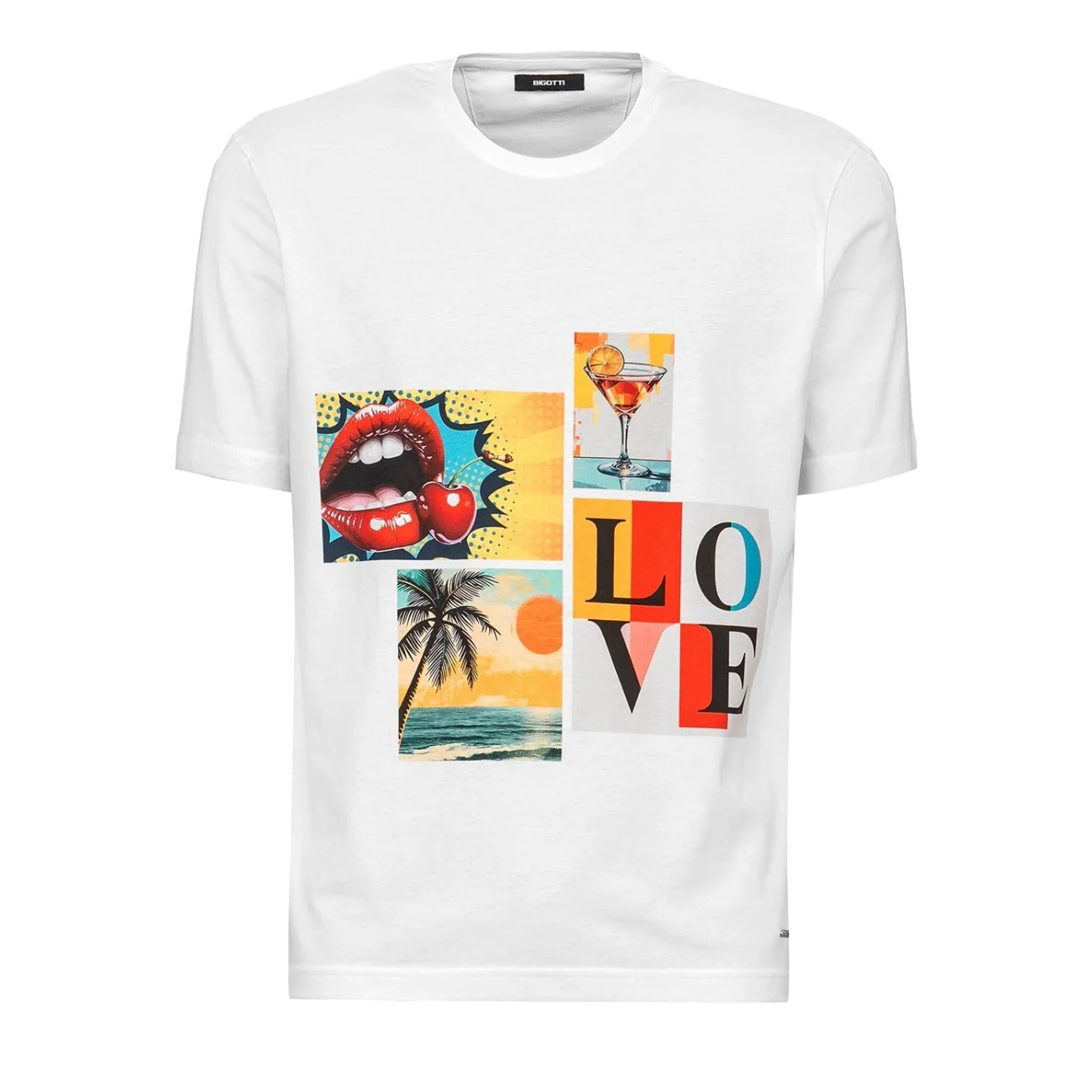 Tricou alb print geometric love S