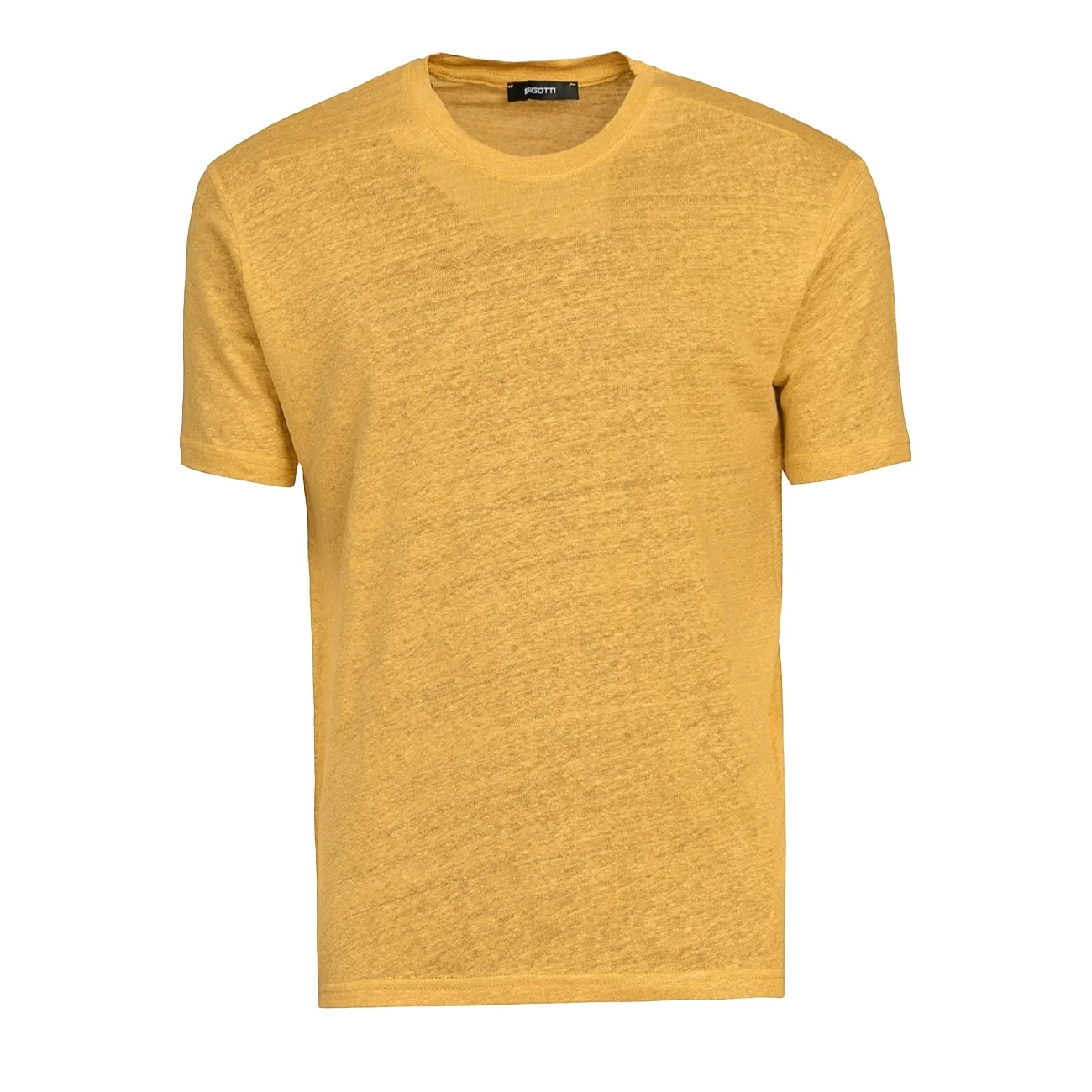 Tricou din in slim galben uni M