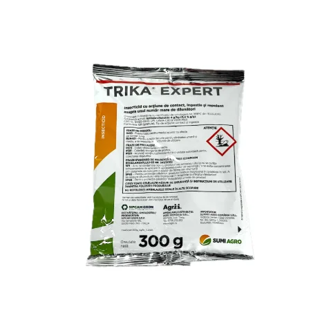 Trika Expert 300 gr, insecticid de contact si ingestie, combate buha semanatorilor, carabusul de mai, viermele sarma (porumb, sorg, mei, floarea soarelui, cartof, pepeni, morcov, varza, flori, tomate, vinete)
