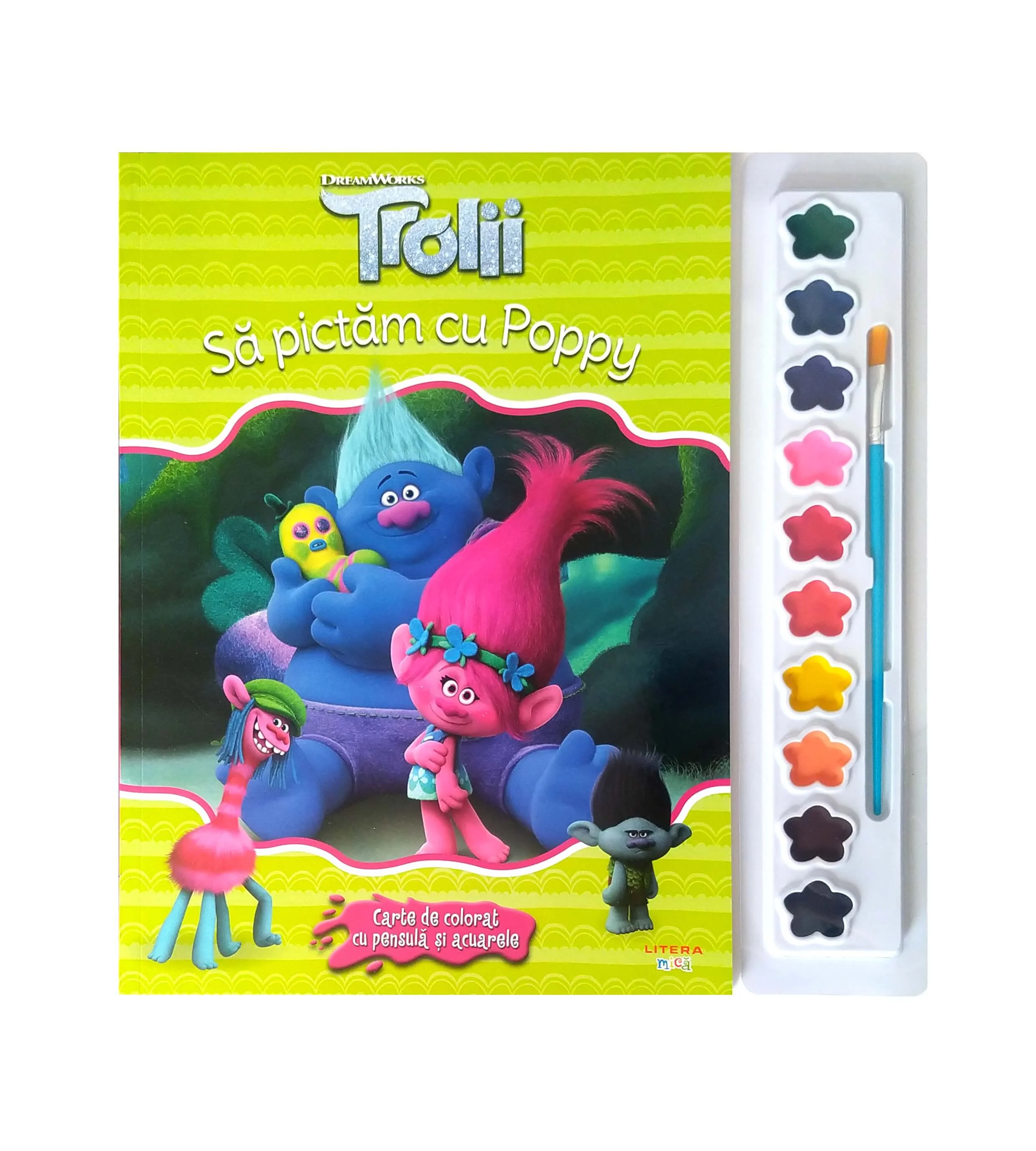 Trolii. Sa pictam cu Poppy. Carte de colorat cu pensula si acuarele