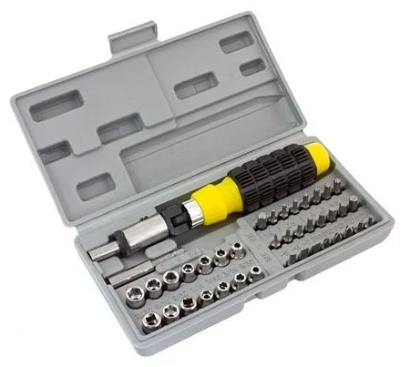 Trusa 41 Piese Surubelnita cu clichet si maner ergonomic 14 tubulare 8 biti  24 biti de precizie 2 adaptoare AN