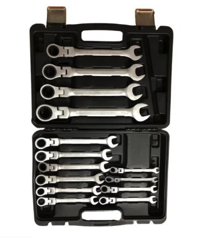 Trusa chei combinate cu clichet si cap articulat dimensiuni de la 8 la 24mm 14 piese