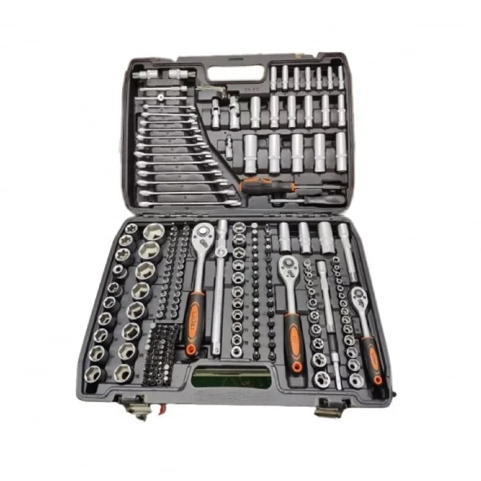 Trusa chei tubulare 216 piese, Crom Vanadiu, 1/2", 1/4", 3/8", Profesionala, Craft-Tec MX946