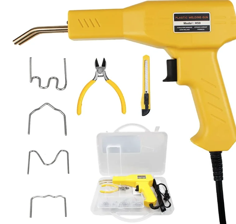 Trusa neagra cu Pistol de lipit din plastic cu capse termice 100W