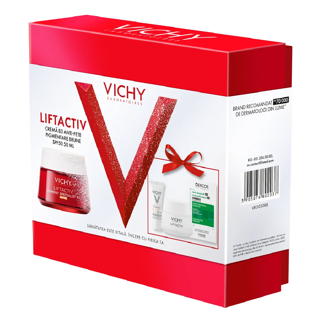 Trusa Xmas Crema cu SPF 50 Liftactiv Pigment Specialist B3, 50 ml, Vichy