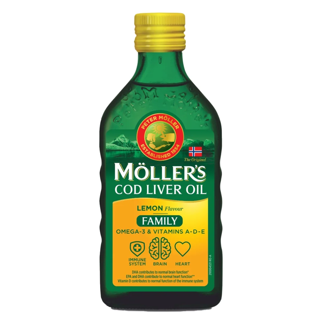 Ulei din ficat de cod, cu aroma de lamaie, Family, 500ml, Moller's