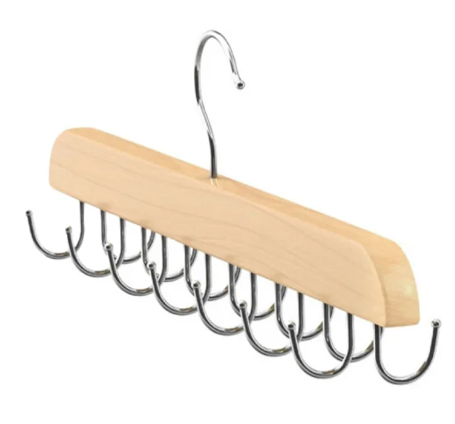 Umeras din lemn si otel cu 14 carlige rotative pentru curele 37 cm x 14 cm