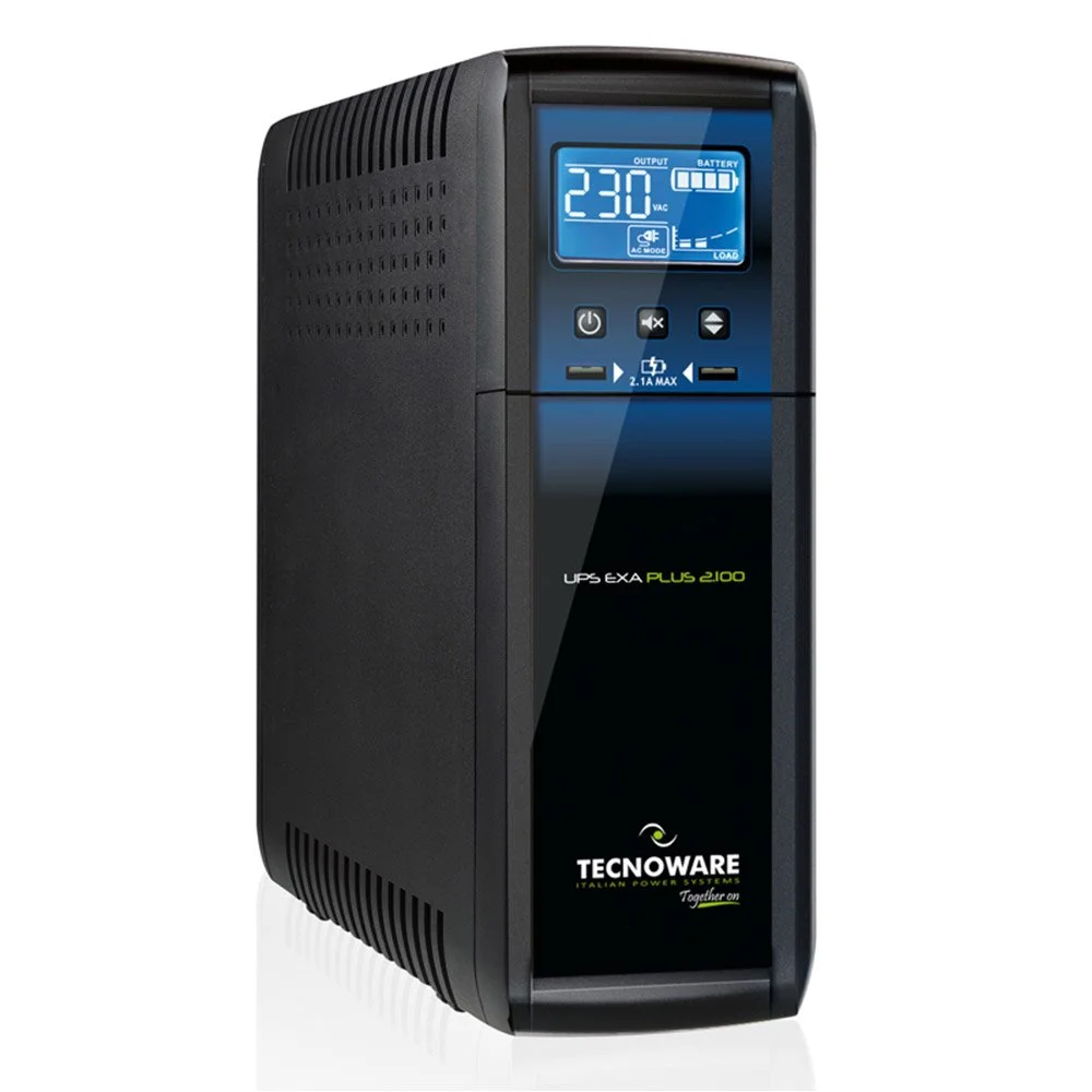 UPS cu 8 prize IEC Tecnoware EXA PLUS FGCEXAPL2102IEC, 2100 VA, 1470 W, AVR, display LCD, cu management