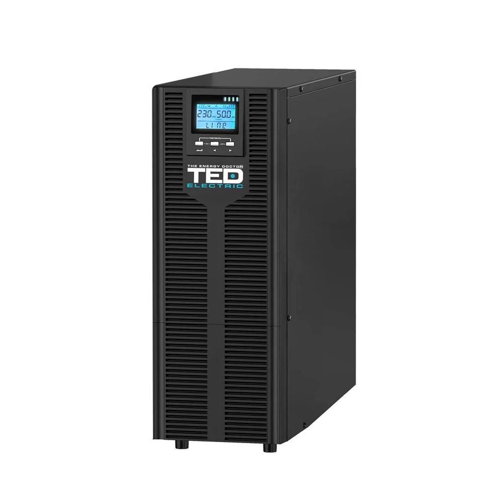 UPS cu dubla conversie trifazat / monofazat fara acumulatori TED A0061432, 20kVA, 20kW, LCD