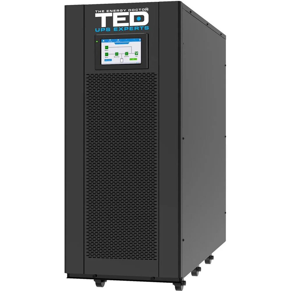 UPS Online cu dubla conversie trifazat TED TED004277, 40 kVA, 40 kW, regleta, LCD, fara acumulatori