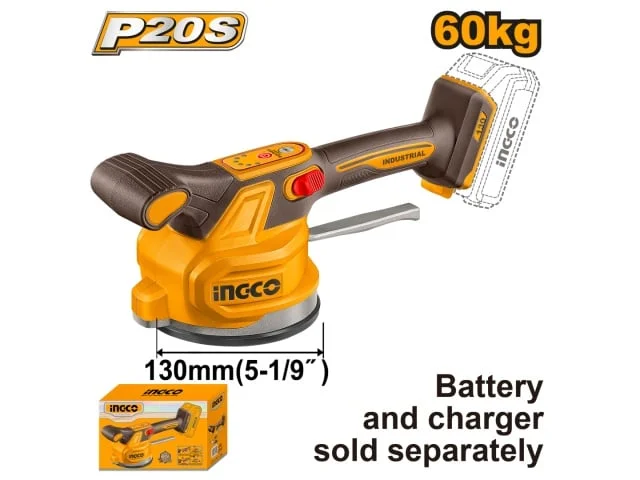 Vibrator cu ventuza pentru placi ceramice 20V, diametru 130mm, 60kg, fara acumulator INGCO CTVLI2001