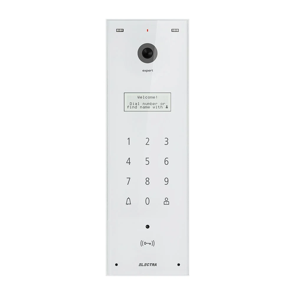 Videointerfon de exterior Electra Expert VPE.0BS03.ELWTL, 800 TVL, 255 apartamente, tastatura touch iluminata, acces prin card RFID, aparent