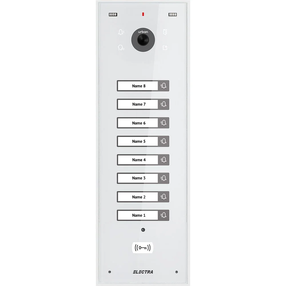 Videointerfon de exterior Electra VPU.08S03.ELWTL, 8 familii, 800 LTV, RFID, aparent, alb