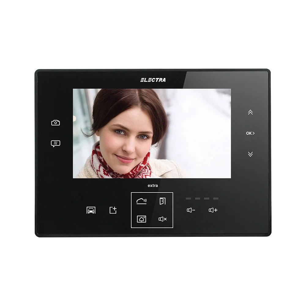 Videointerfon de interior Electra VTE.7S133.ELBTL, 100 fotografii, tastatura touch iluminata, 5 melodii apel, aparent , negru