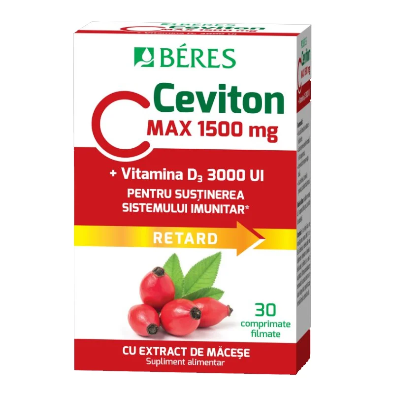 Vitamina C 1500mg + Vitamina D3 3000UI, Ceviton, 30 comprimate filmate, Beres