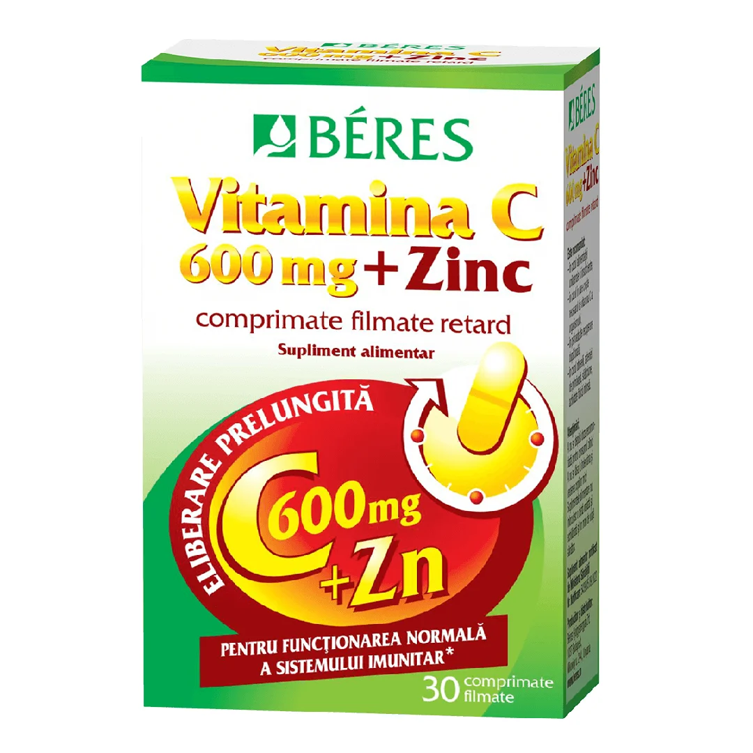 Vitamina C 600 mg + Zinc, 60 comprimate, Beres