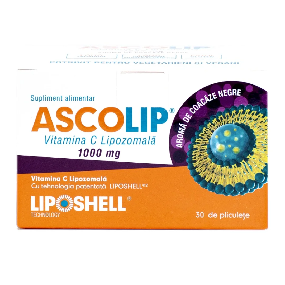 Vitamina C Lipozomala cu aroma de coacaze, 1000 mg, 30 plicuri, Liposhell