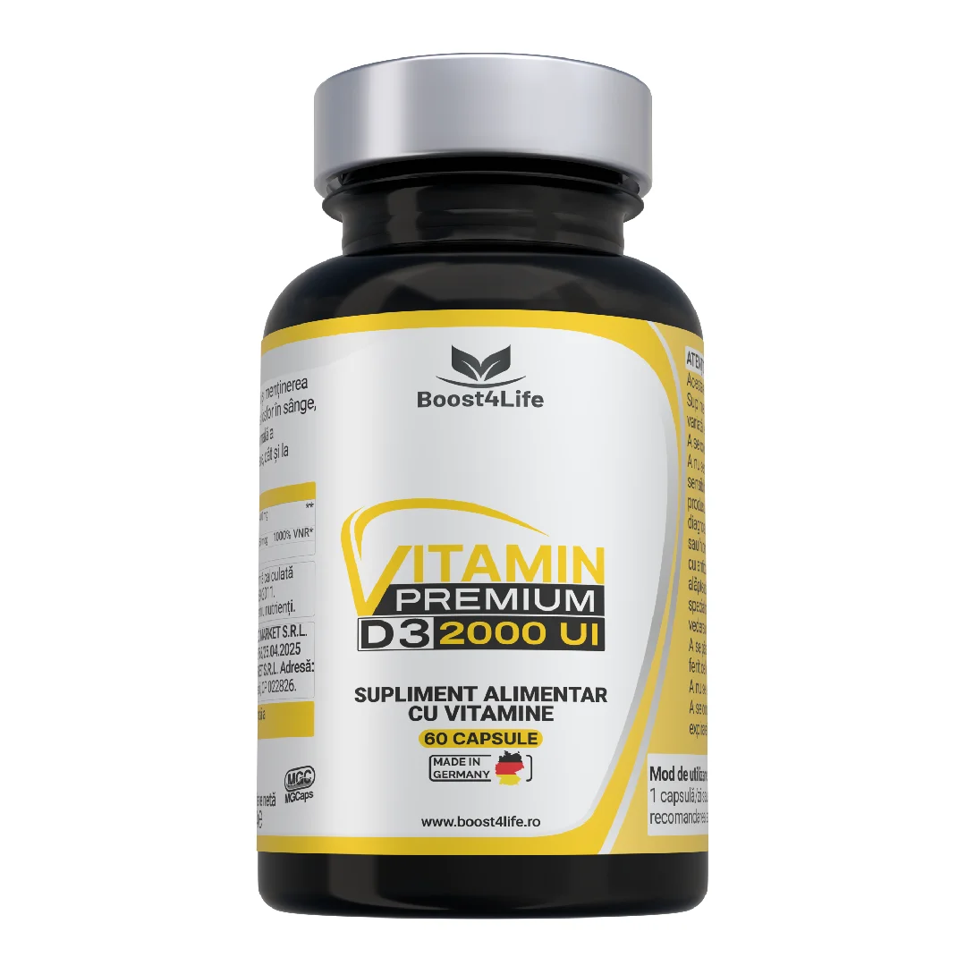 Vitamina D3 Premium 2000 UI, MGCaps®, 60 capsule vegetale, Boost4Life