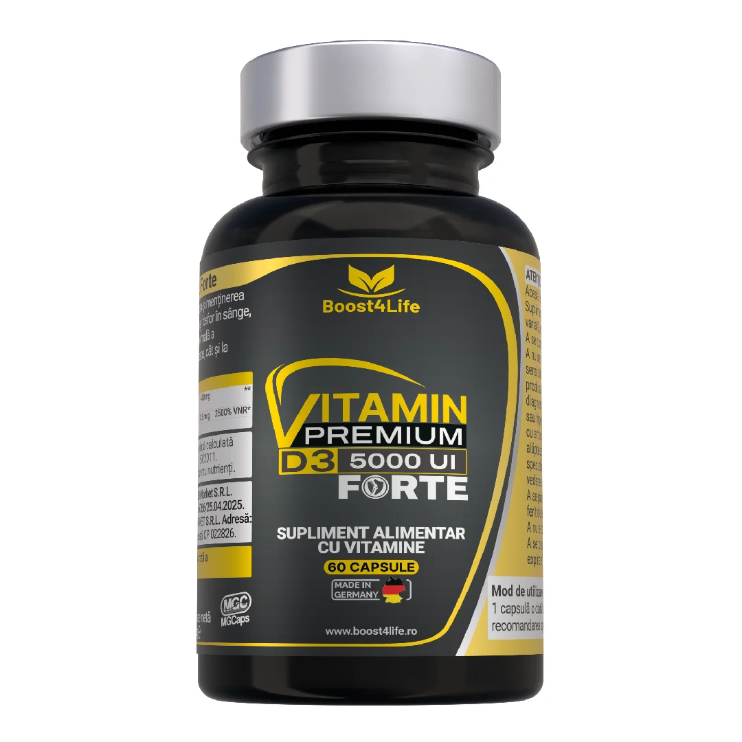 Vitamina D3 Premium Forte 5000 UI, MGCaps®, 60 capsule vegetale, Boost4Life