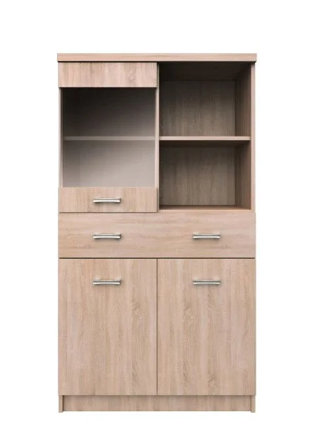 Vitrina TOP MIX, 3 usi, 1 sertar, geam, stejar sonoma, 80x34x145 cm