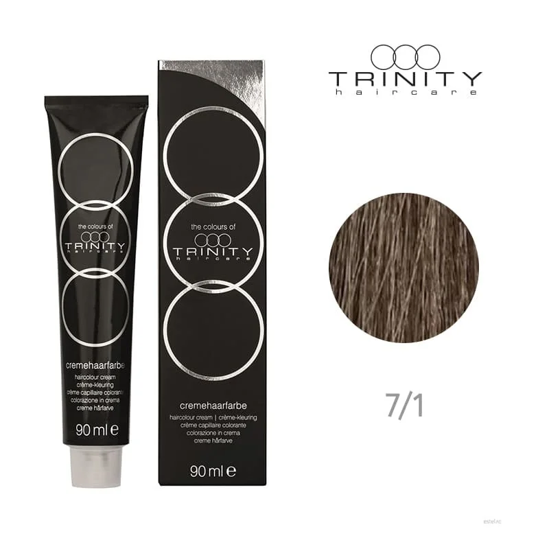 Vopsea crema pentru par COT Trinity Haircare 7/1 Blond mediu cenusiu, 90ml