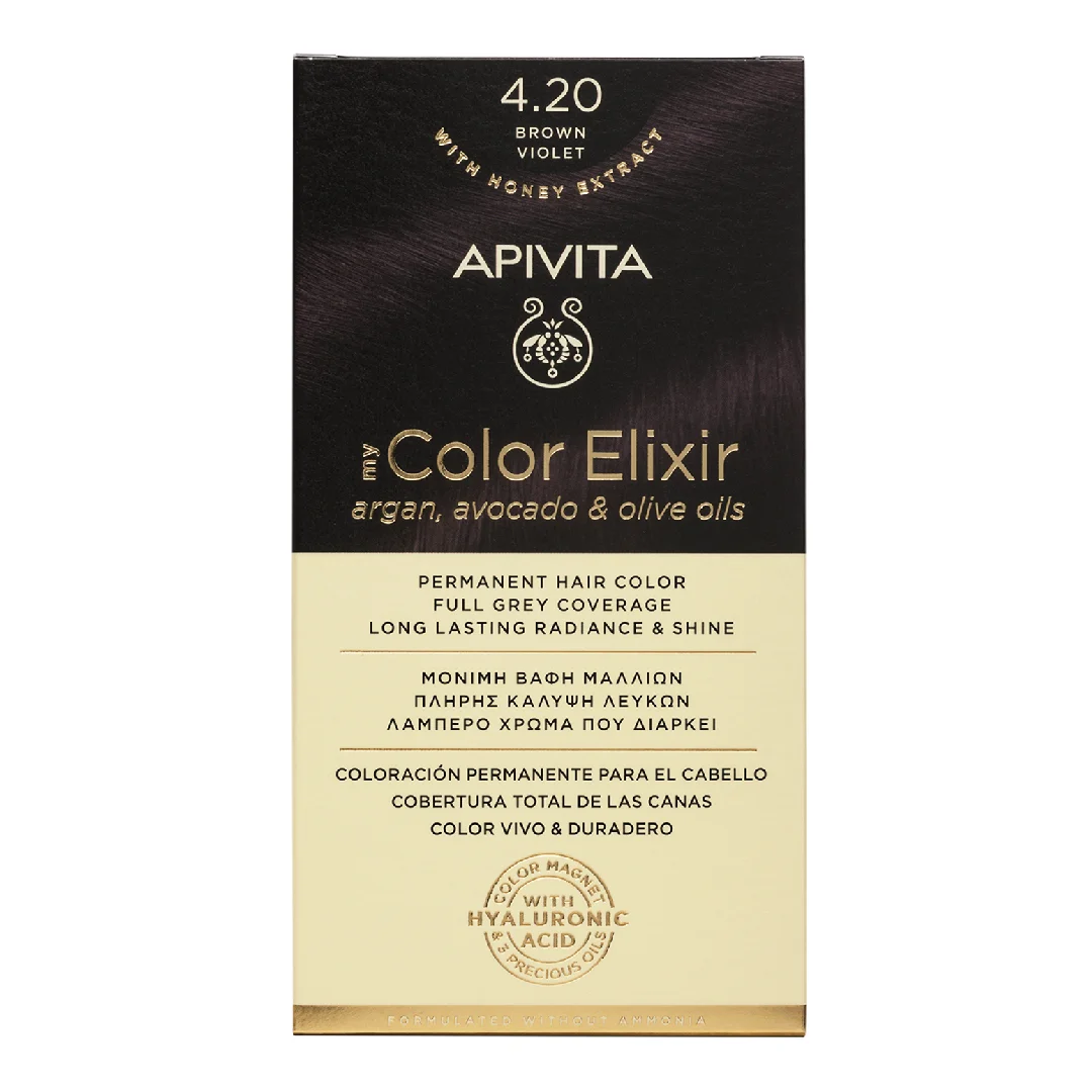 Vopsea de par My Color Elixir, Brown Violet N4.2, 155 ml, Apivita