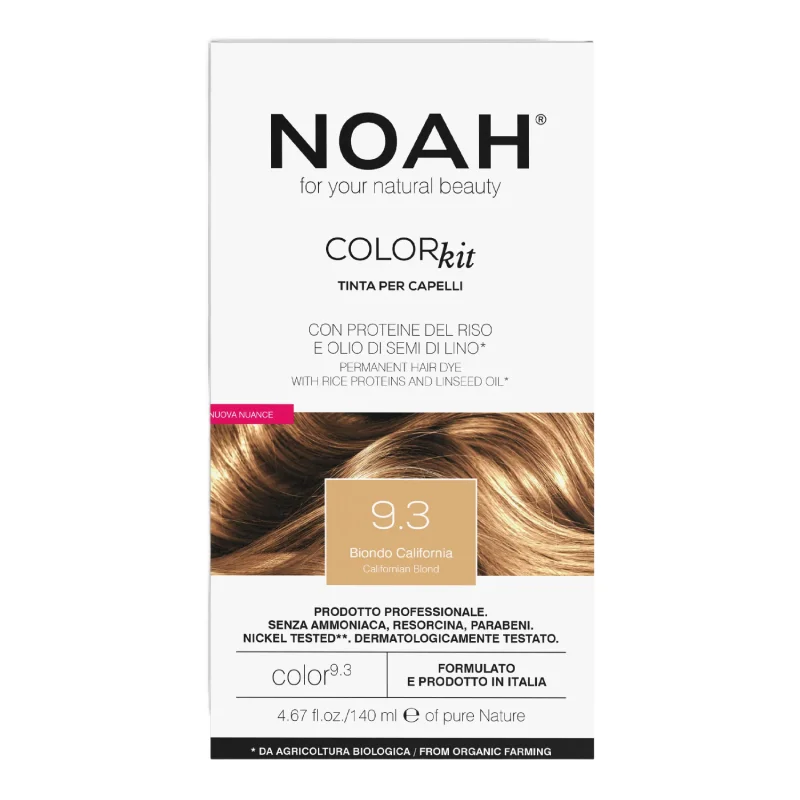 Vopsea de par naturala fara amoniac, 9.3 Blond California, Color kit, 140 ml, Noah