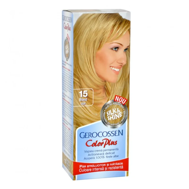 Vopsea de par Silk&Shine, 15 Blond Clar, 50ml, Gerocossen