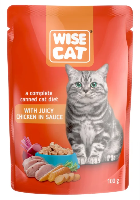 Wise cat, hrana umeda pentru pisici cu pui in sos - 100 g